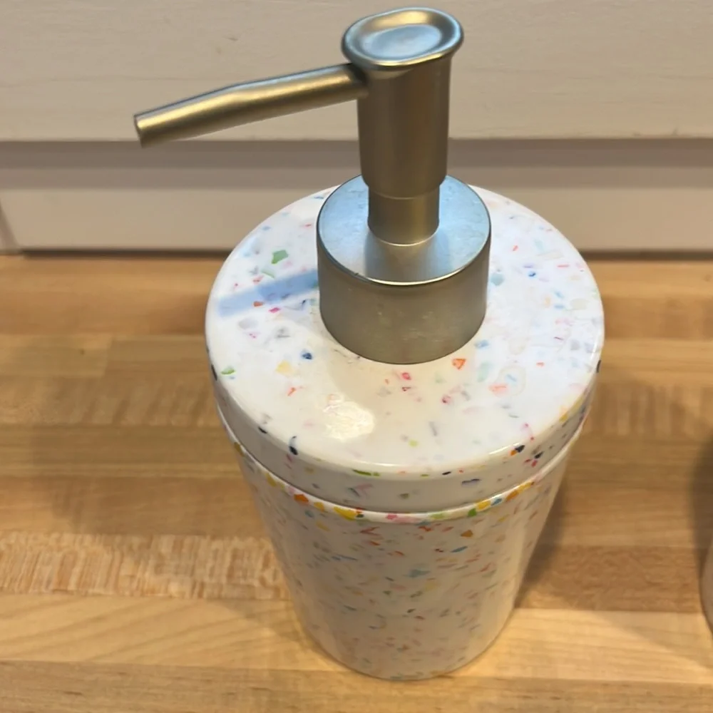 Container Store Soap Dispenser and Toothbrush Holder